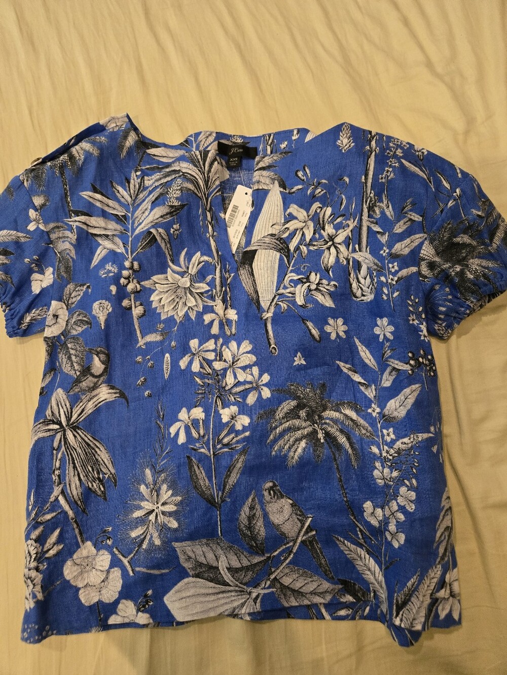J Crew Italian Linen Blue Top XXS New